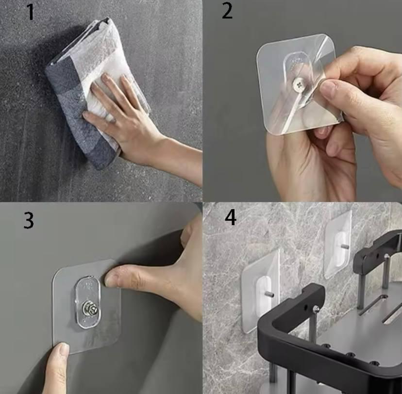 Полка-органайзер настенная для хранения в ванной комнате металлическая Черный (23748702) - фото 5 Полка-органайзер настенная для хранения в ванной комнате металлическая Черный (23748702) - фото 5