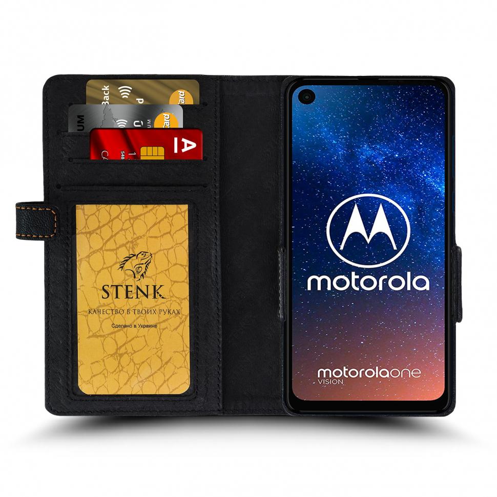 Чехол книжка Stenk Wallet для Motorola One Vision Черный (64150)