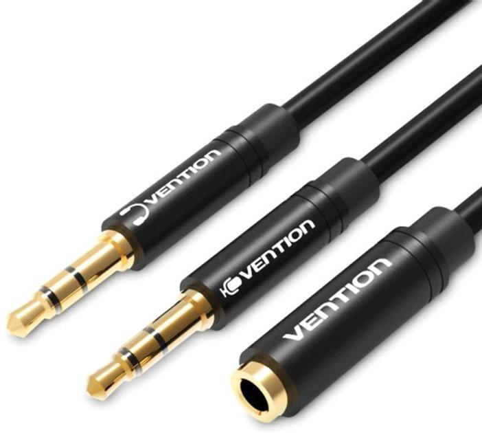 Кабель Vention Audio 3,5 мм F 4pin - 2x3,5 мм M 3pin 0,3 м/з підтримкою мікрофона/стерео (BBTBY)