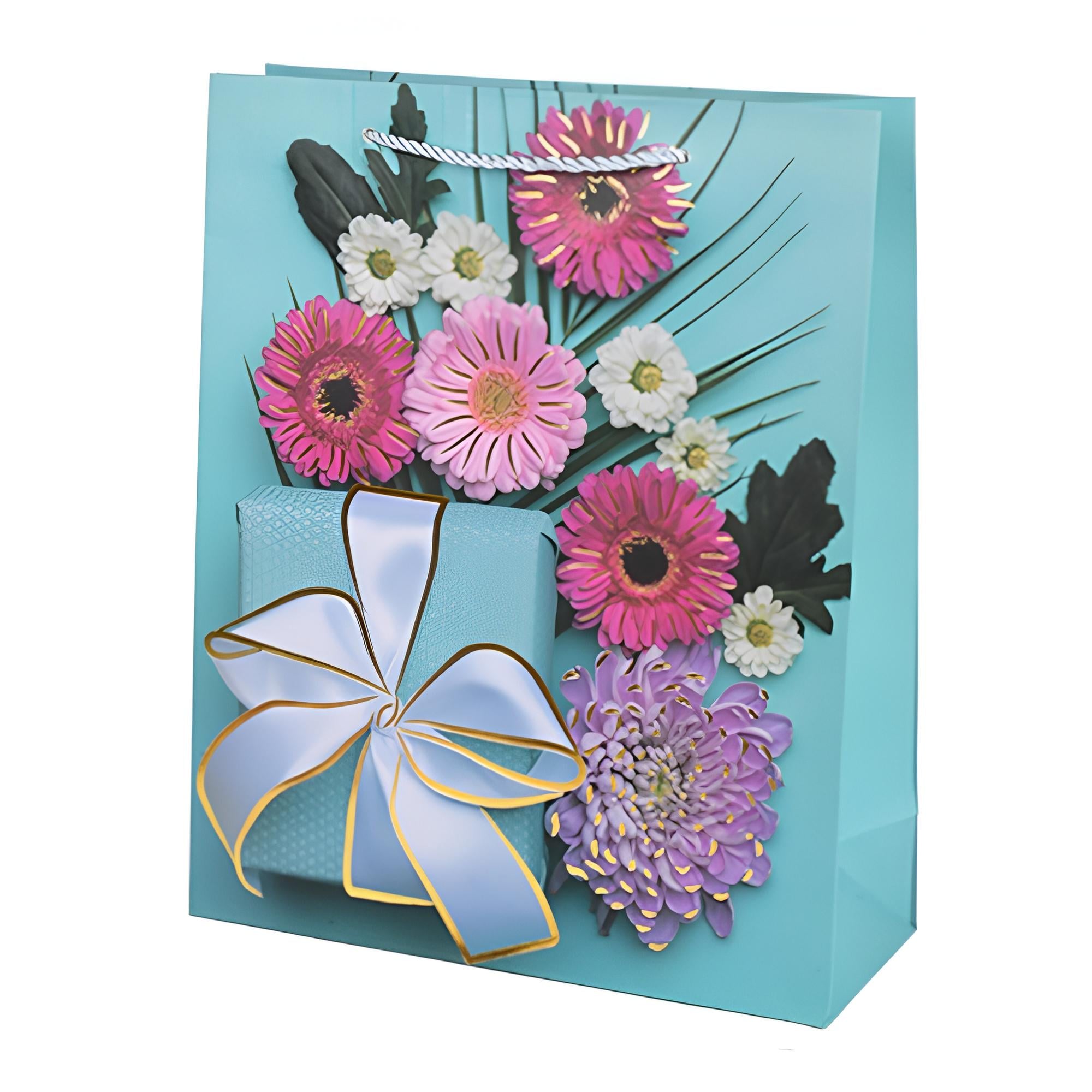 Подарочный пакет Mood R34666-M 26х32х10 см Бирюзовый (33087695)