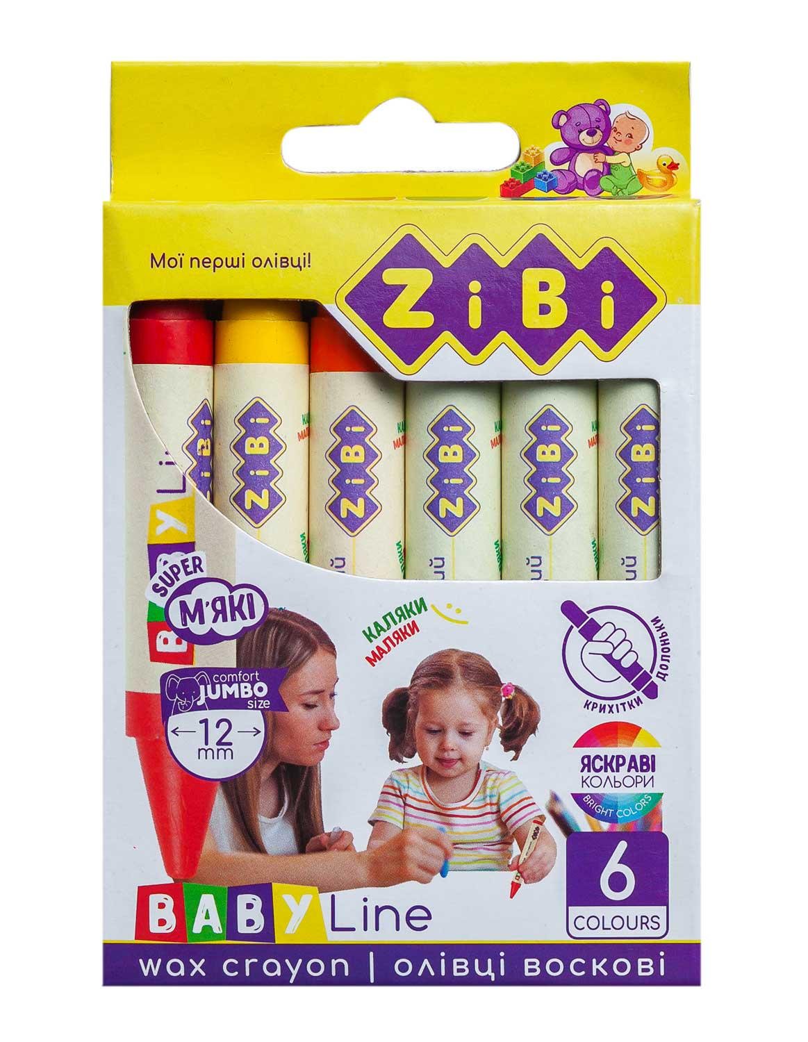 Олівці воскові super ZiBi jumbo Baby Line круглий корпус 6 кольорів (MTT-94644)