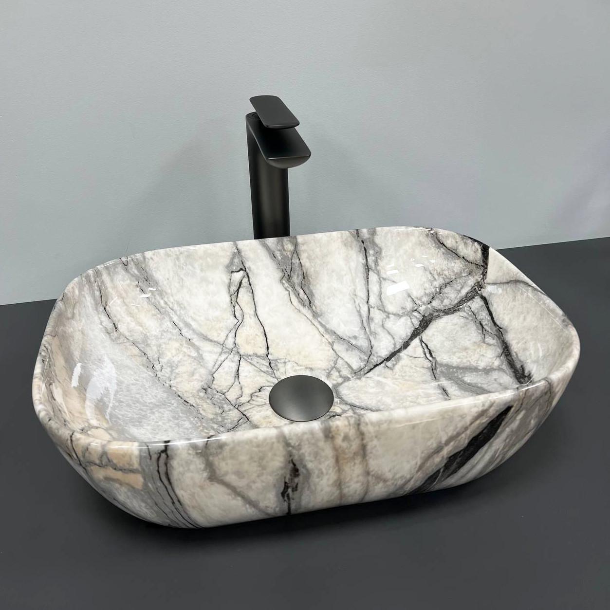 Умывальник накладной VBI RAVENNA Light Grey Onyx Glossy (2810372641)