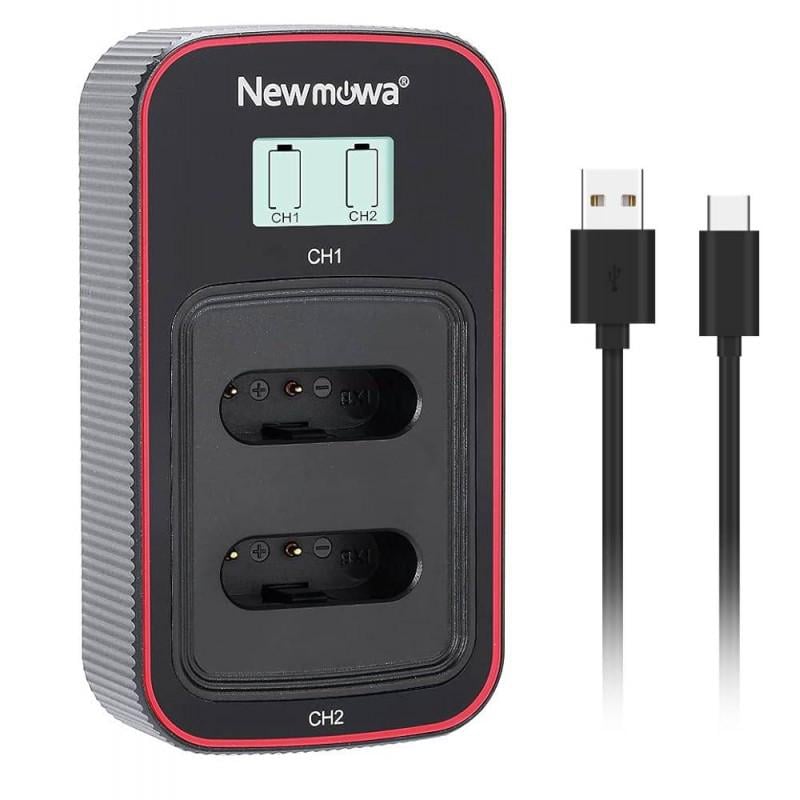 Зарядний пристрій Newmova для акумуляторів фотокамер Sony NP-BX1 на 2 слота живлення через USB з дисплеєм (3309920)