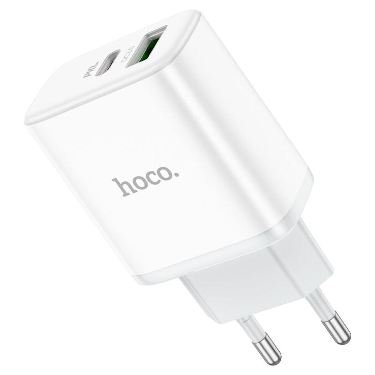 Зарядное устройство Hoco C105A 20W USB-A/Type-C 20W QC 3.0 White