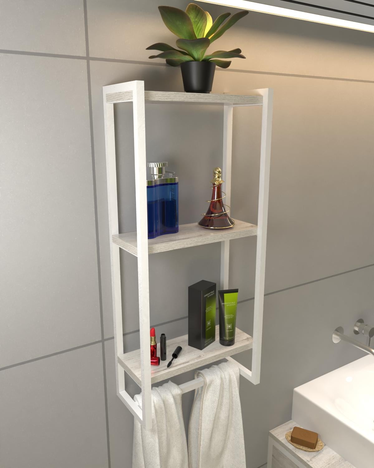 Полка настенная EcoLoft Селена DSP-1418W-2 в стиле лофт Белый/Дуб Кортона (32464624)