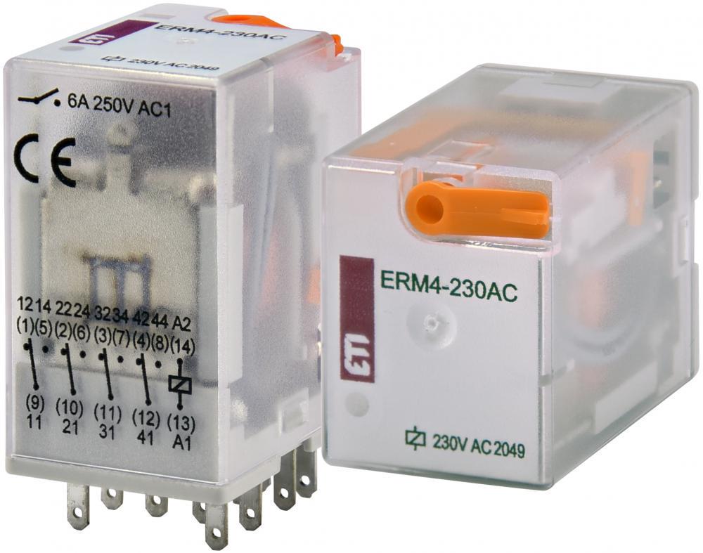 Реле промежуточное ETI ERM4-230ACL 6A 4к 230V AC ERM4 с индикатором (2473011)