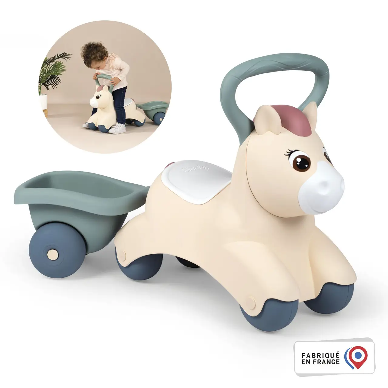 Машинка для катания детская Smoby Little Пони с прицепом 140502 с 1 года - фото 2