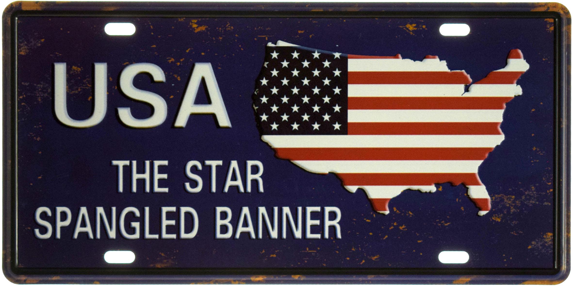 Табличка металлическая США Звездное Знамя/USA The Star Spangled Banner 15x30 см