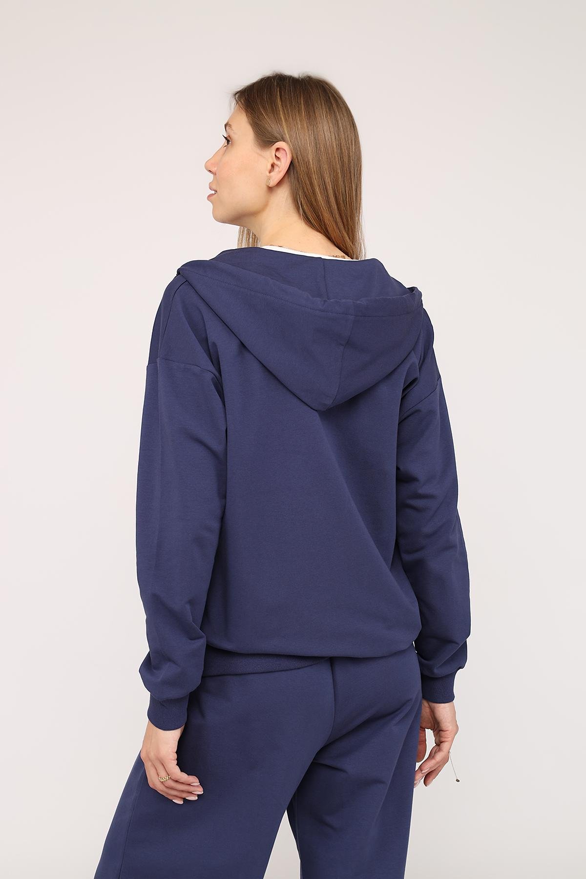 Толстовка на блискавці жіноча ЦБ-00266280 р. 42 Темно-синій (SKT001035577) - фото 6 Толстовка на блискавці жіноча ЦБ-00266280 р. 42 Темно-синій (SKT001035577) - фото 6