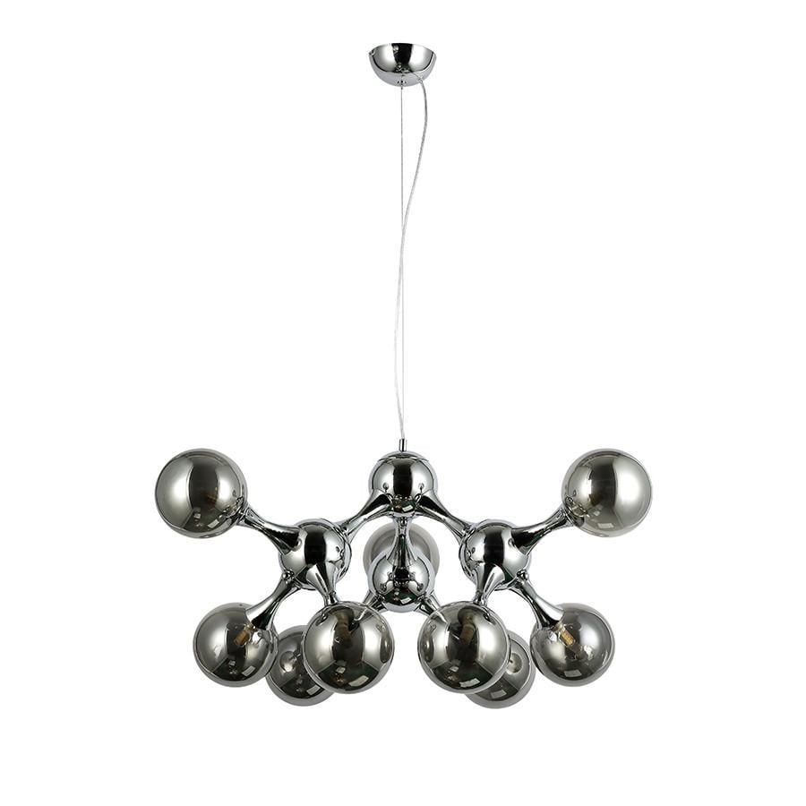 Люстра Levistella 7529816-9 CR+BK Молекула підвісна на дев'ять скляних плафонів Хром/Графітовий (2659179387)