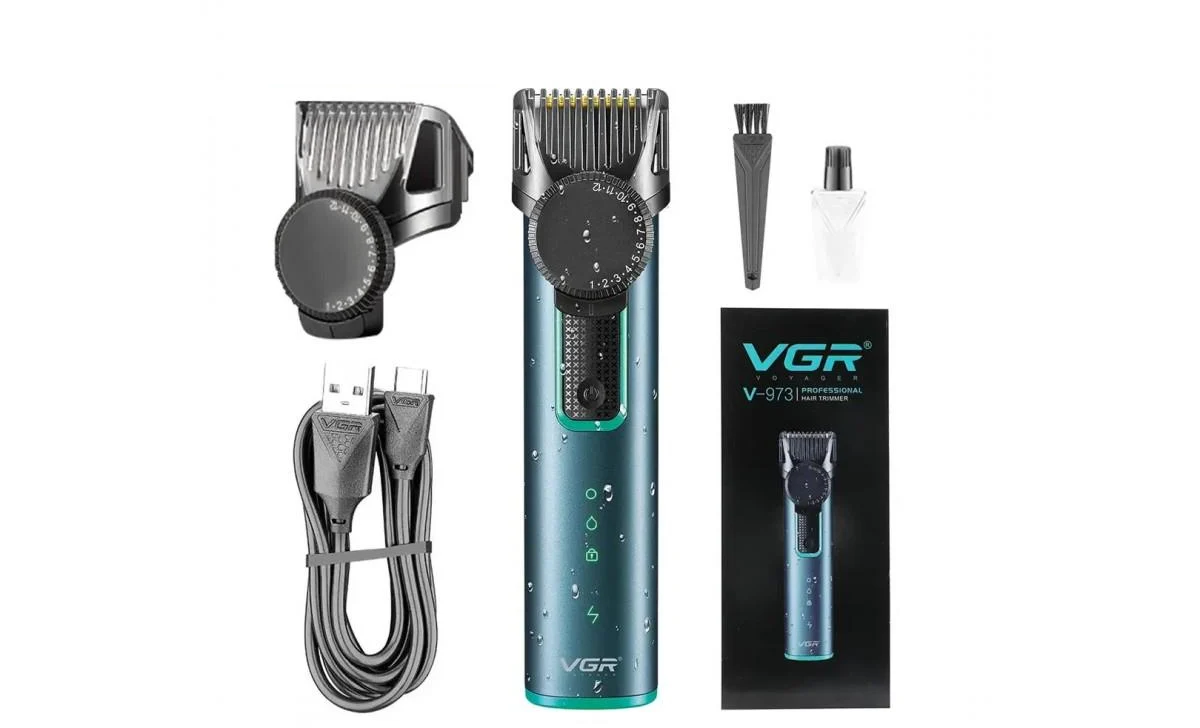 Машинка для стрижки волосся VGR V-973 на акумуляторі пластиковий Блакитний (2-14-16546)