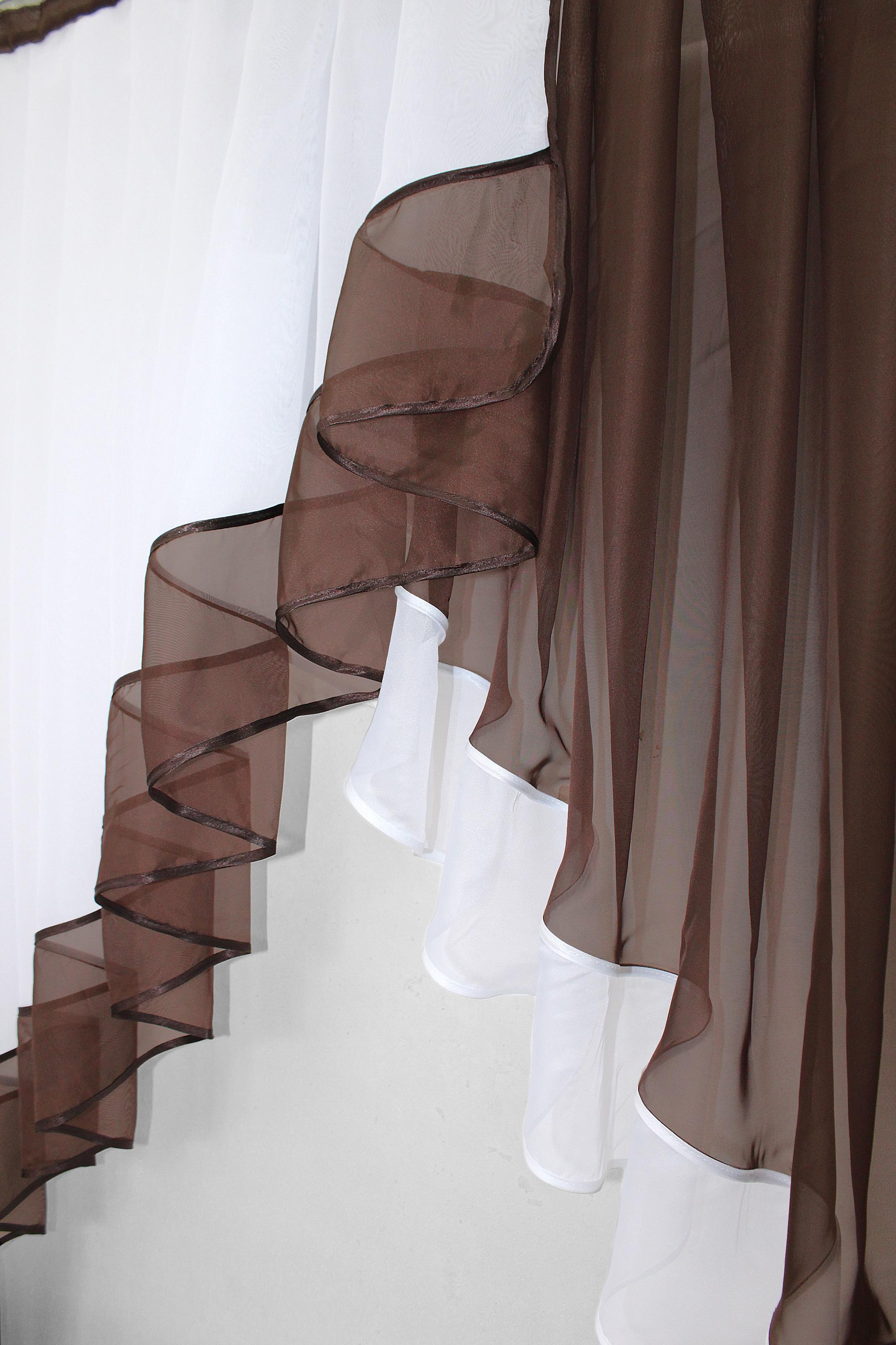 Фіранка кухонна VR-Textil № 023к 150х150 см Білий/Венге (50-522) - фото 5 Фіранка кухонна VR-Textil № 023к 150х150 см Білий/Венге (50-522) - фото 5