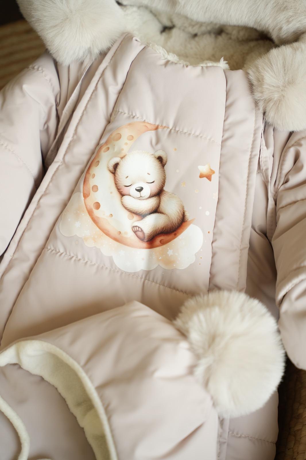 Комбінезон-мішечок з шапочкою на виписку зимовий 0-6 міс. Бежевий (9060) - фото 2