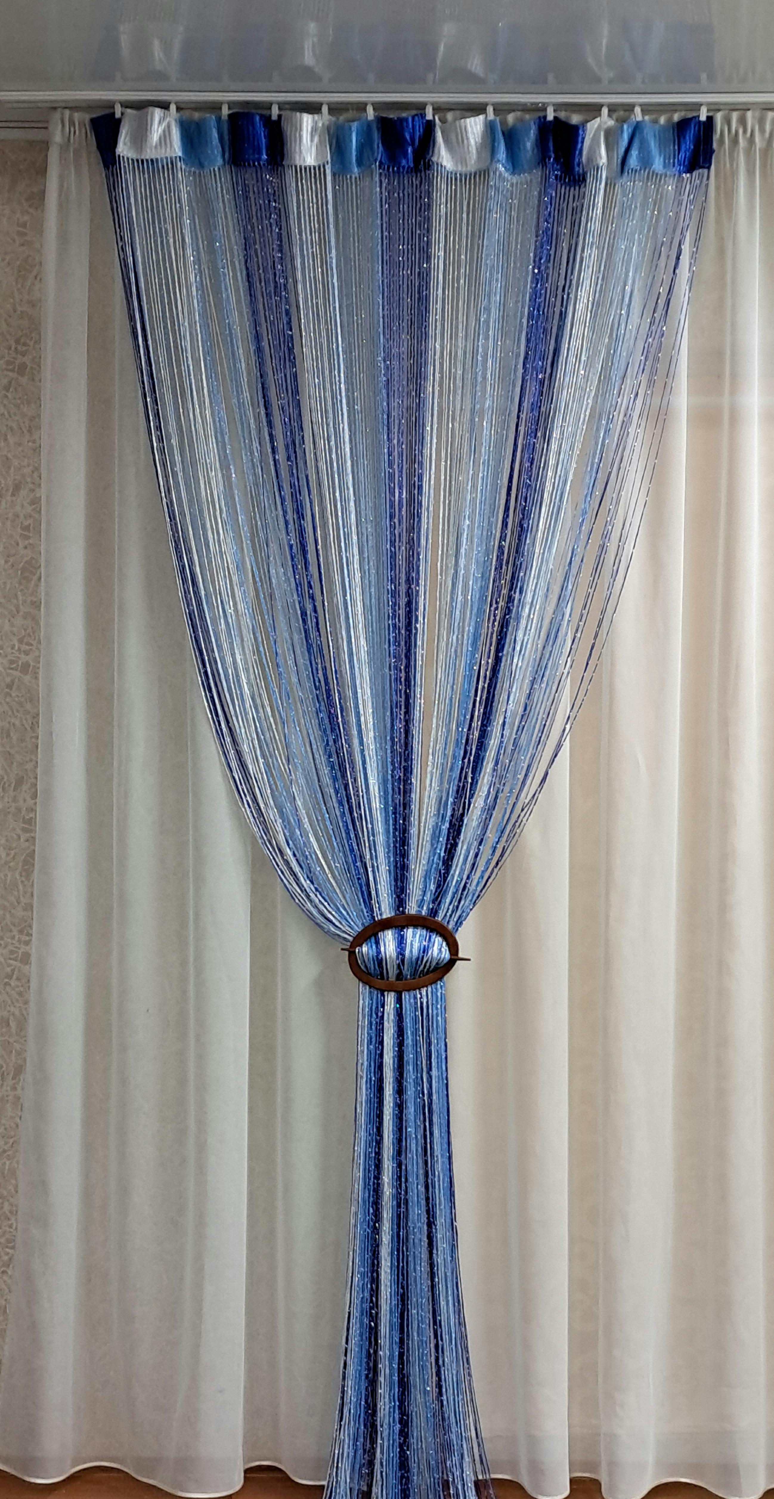 Шторы-нити с люрексом 300х300 см Синий/Белый/Голубой - фото 1 Шторы-нити с люрексом 300х300 см Синий/Белый/Голубой - фото 1