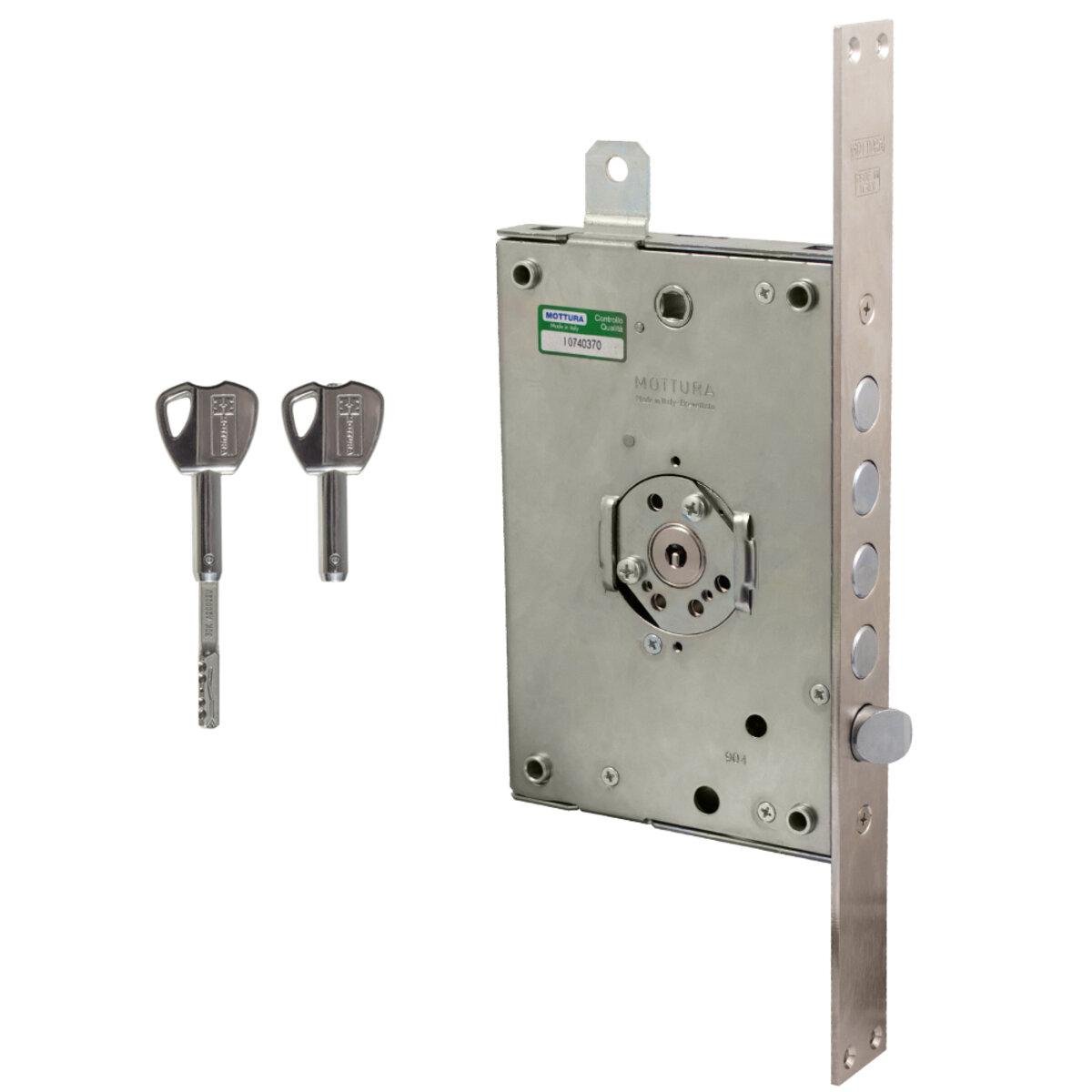 Замок Mottura 3D771R80005CS 4 ригельний з засувом під тяги правий складаний ключ