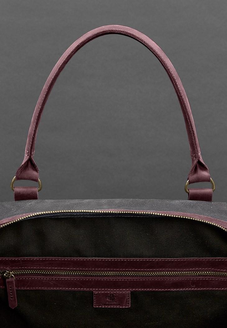 Дорожня сумка з канвасу та натуральної шкіри Crazy Horse Бордовий (A-028162) - фото 6 Дорожня сумка з канвасу та натуральної шкіри Crazy Horse Бордовий (A-028162) - фото 6