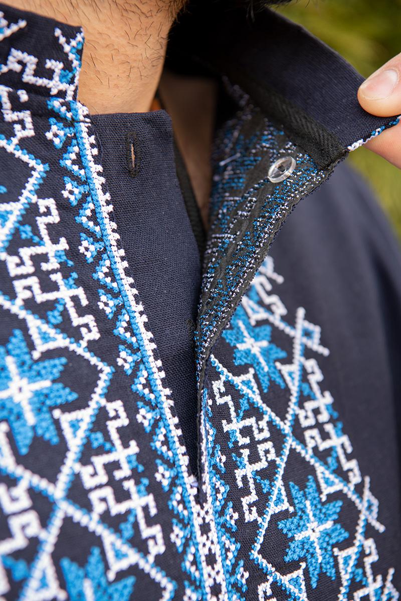 Вышиванка мужская из льна 3XL Темно-синий (2121243128) - фото 3 Вышиванка мужская из льна 3XL Темно-синий (2121243128) - фото 3