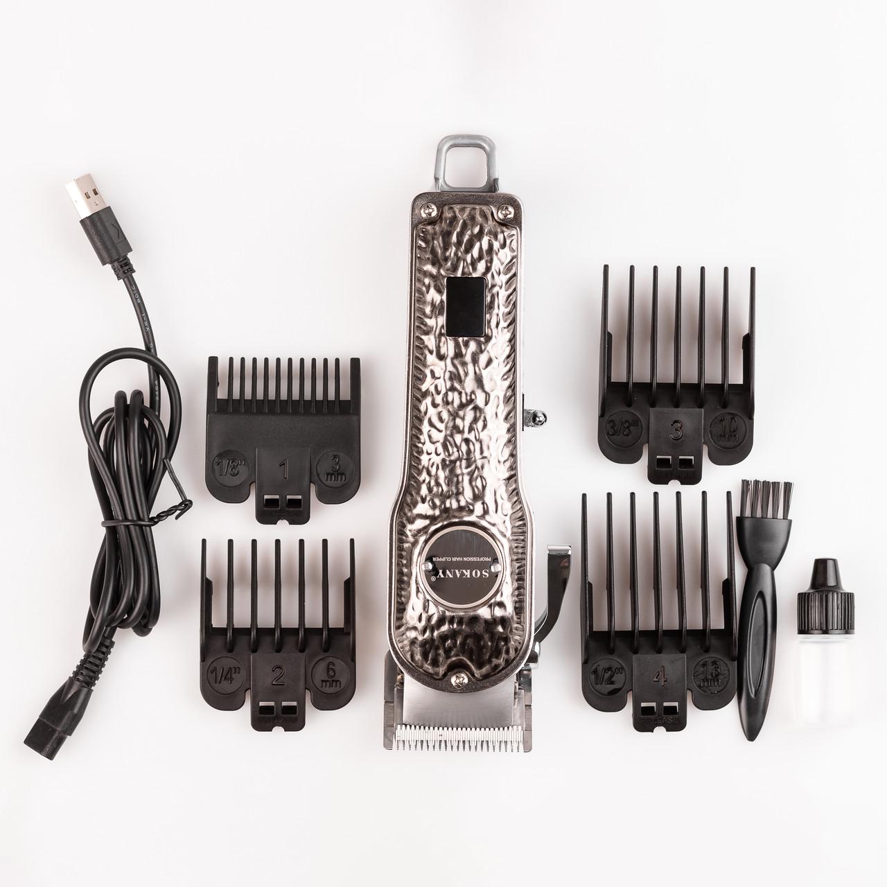 Машинка для стрижки Sokany SK-LF-9976 аккумуляторная с 4 насадками и USB Серебреный (3108) - фото 7 Машинка для стрижки Sokany SK-LF-9976 аккумуляторная с 4 насадками и USB Серебреный (3108) - фото 7