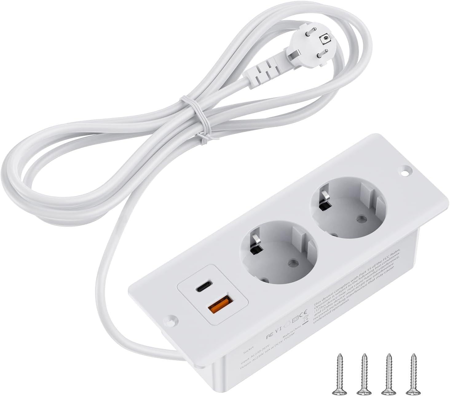 Розетка мебельная встроенная Folem RZS для стола с Type-C USB/PD 20W Белый (36085812)
