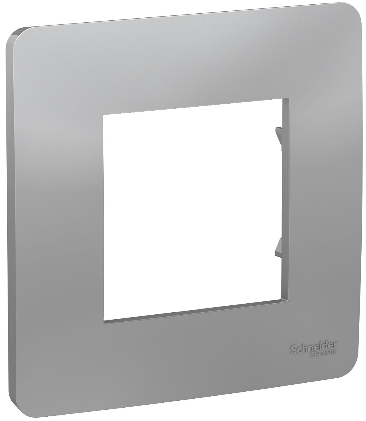 Рамка Schneider Electric 1-постовый ABS-UV Unica Алюминий (NU200230)