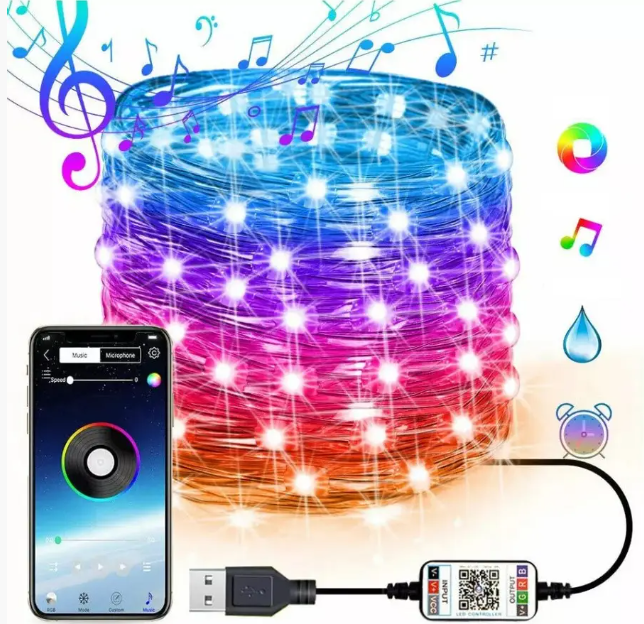 Гирлянда светодиодная X100L10 RGB Bluetooth 100 LED USB 10 м - фото 4