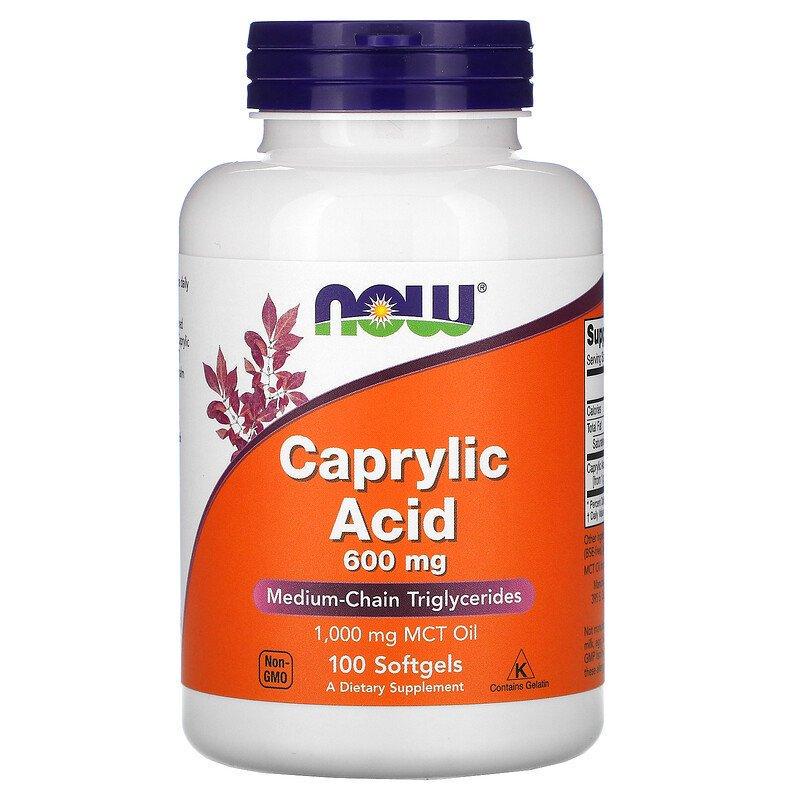 Каприлова кислота Now Foods Caprylic Acid 600 мг 100 капсул