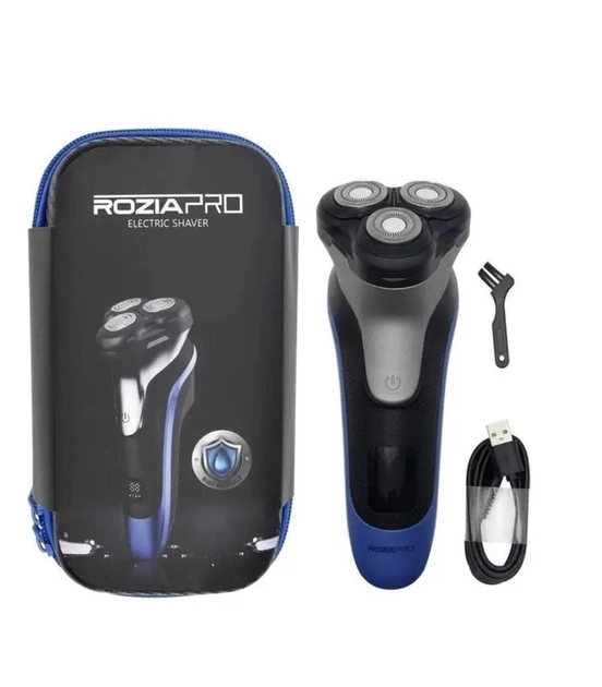 Электробритва Rozia Ht-9535 с плавающей системой и 3 лезвиями нержавеющая сталь Черно-синий (13790692)