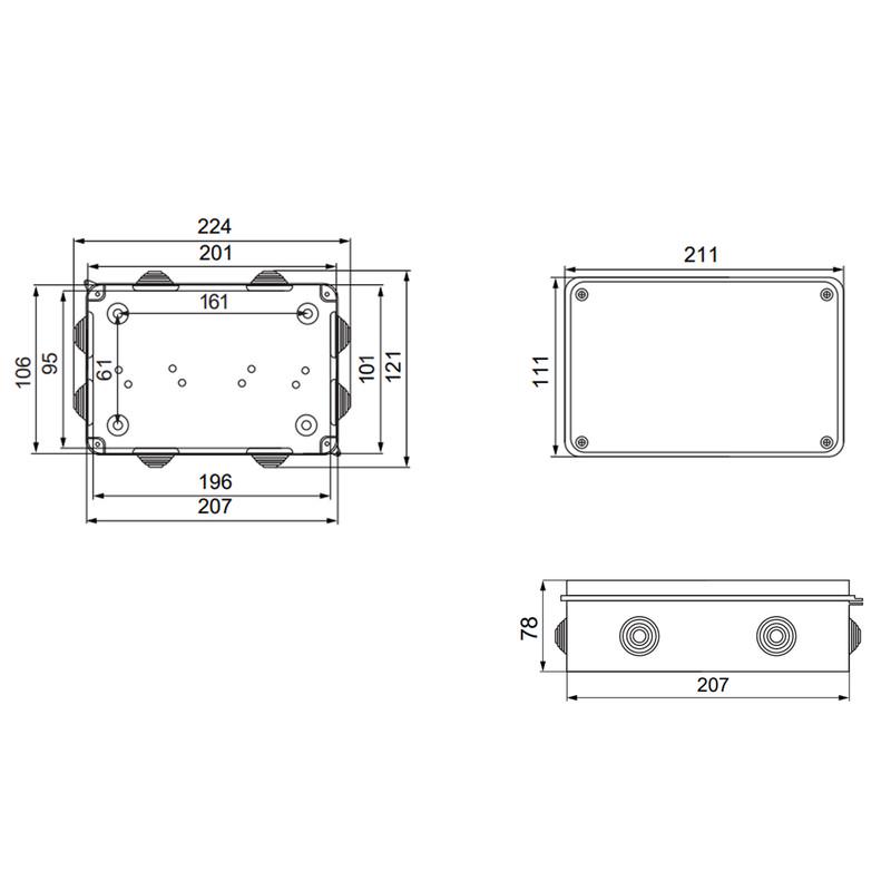 Розподільна коробка АСКО-УКРЕМ Uatmo 200х100х70 мм зовнішня 8 герметичних вводів IP65 PS (A0150170037) - фото 5
