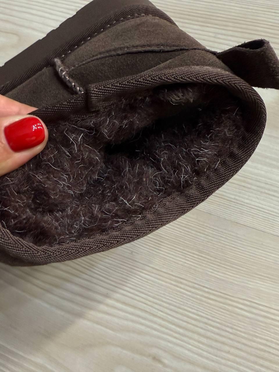Угги женские Hengji 25-7 натуральная замша короткие на высокой подошве р. 37 Коричневый (5299) - фото 3