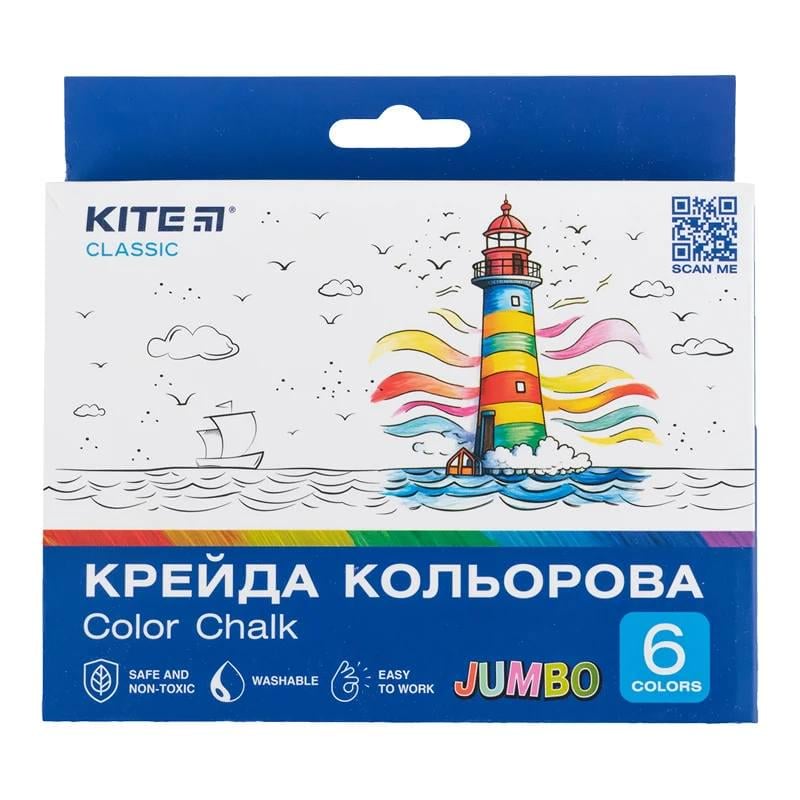 Крейда KITE Classic кольорова Jumbo 6 кольорів (4063276186201 K-073 67634)