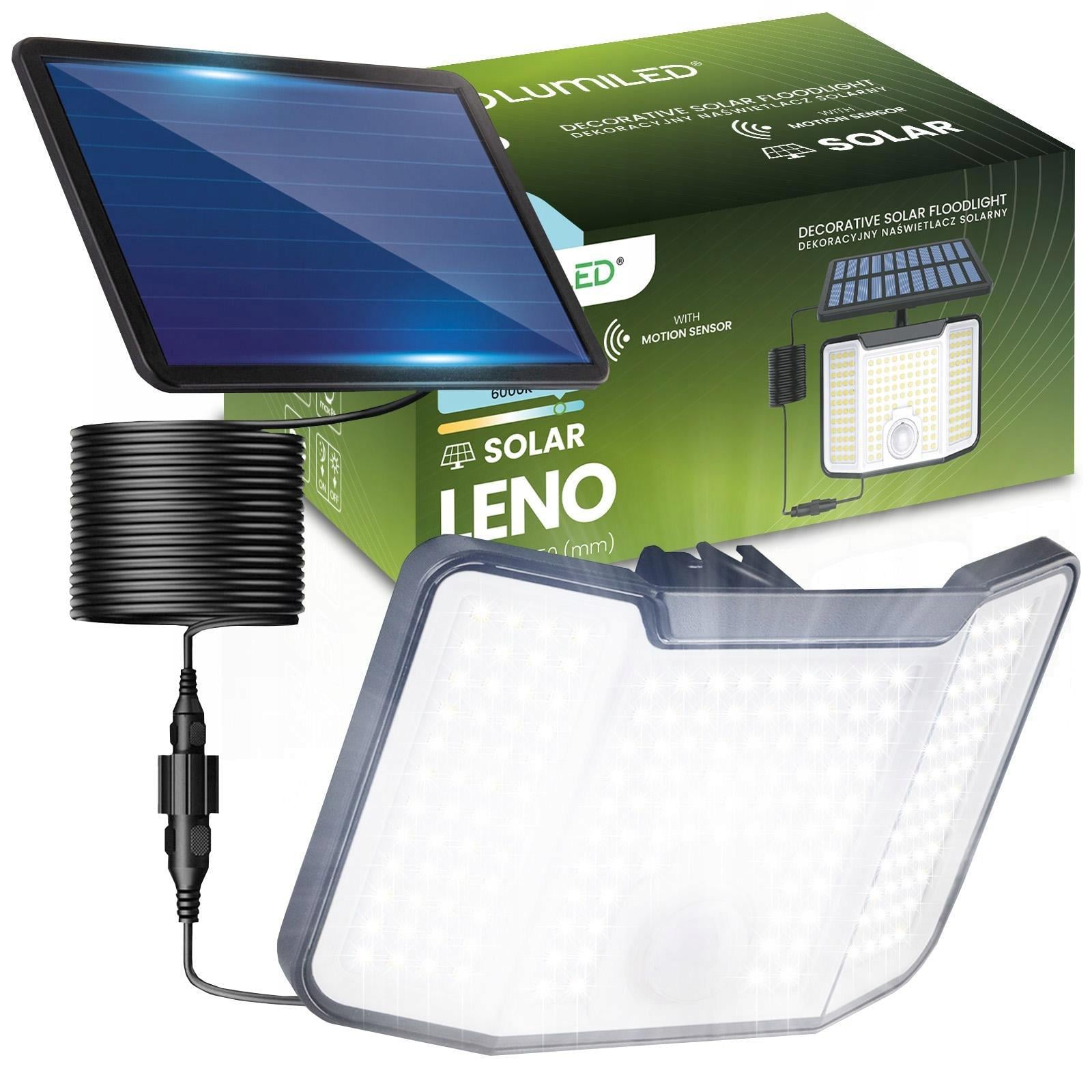 Прожектор-LED солнечный Lumiled LENO с датчиком движения и сумерек IP44 холодный белый свет 6500K 10 Вт 800 Лм (34146968)