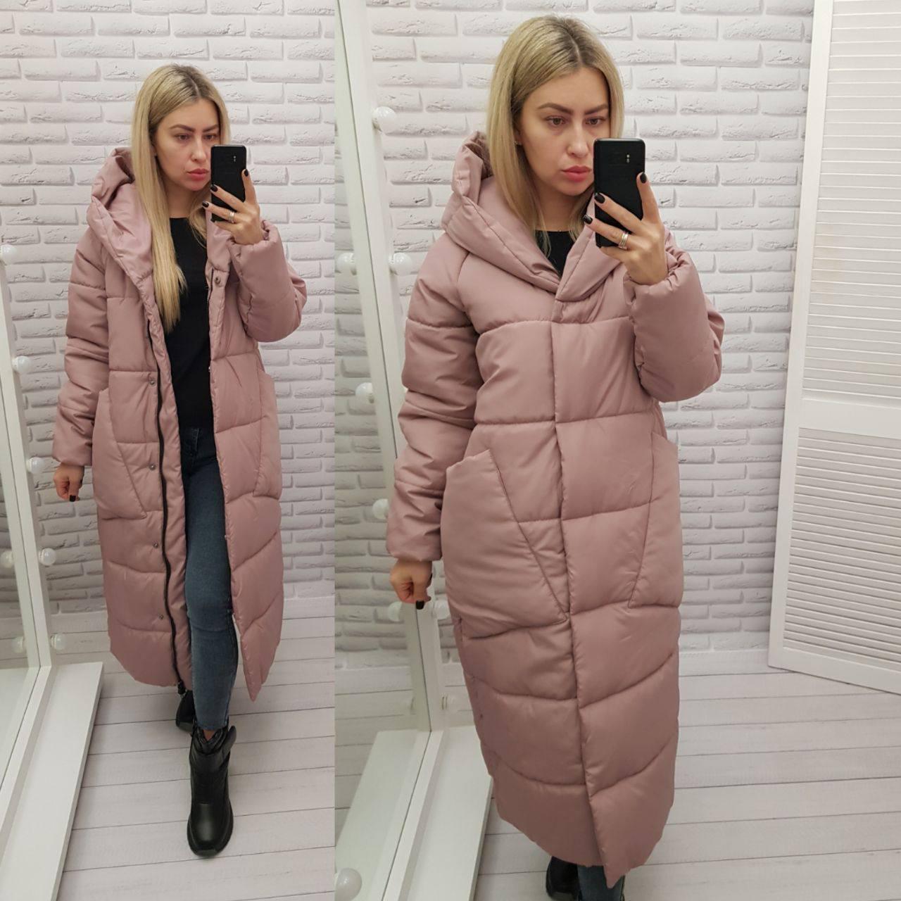 Пуховик объемный супер длинный Аiza А500 р. 54-56 Розовый - фото 11