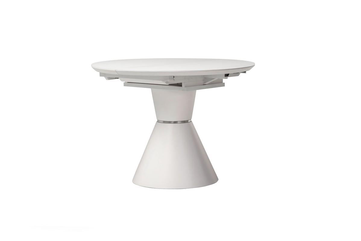 Стол обеденный круглый раскладной Vetro Mebel TML-651 105х105 см МДФ/каленое стекло Белый