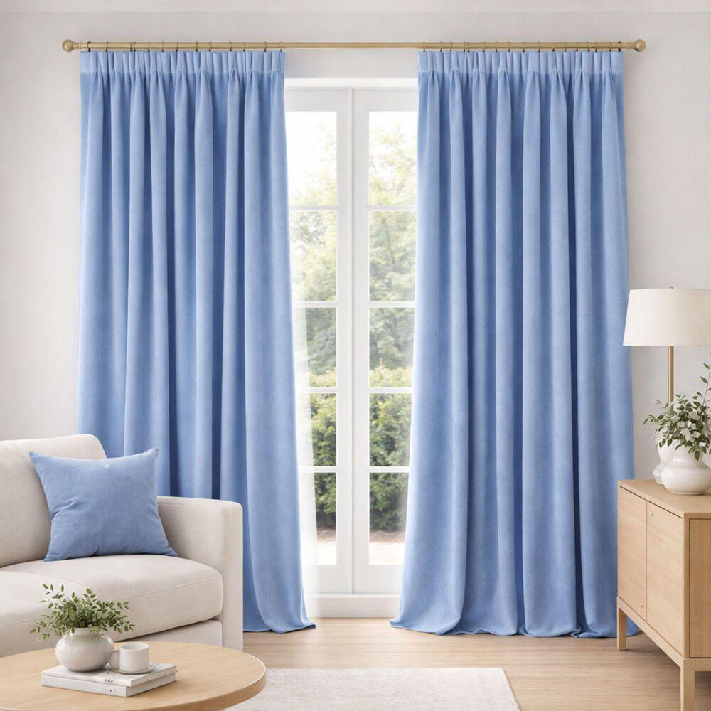 Комплект штор Soft Velvet Lux V-34 на шторній тасьмі 150х260 см 2 шт. Блакитний (27319)