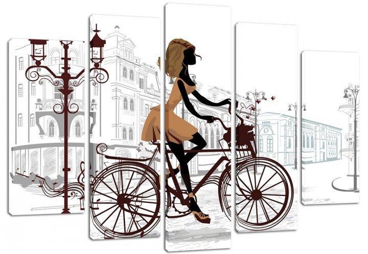 Картина модульна на полотні DK Дама на велосипеді 108x80 см (PLM5-68)
