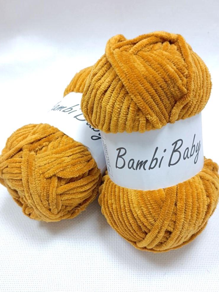 Пряжа плюшевая Bambi Babi велюр 100 г 110 м Медовый 022 (2307903557)