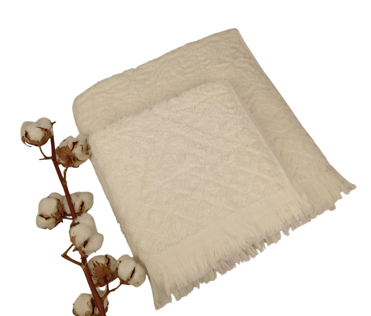 Набор полотенец Philippus Puket Cross Cotton подарочная коробка 2 шт. Молочный (Е949)