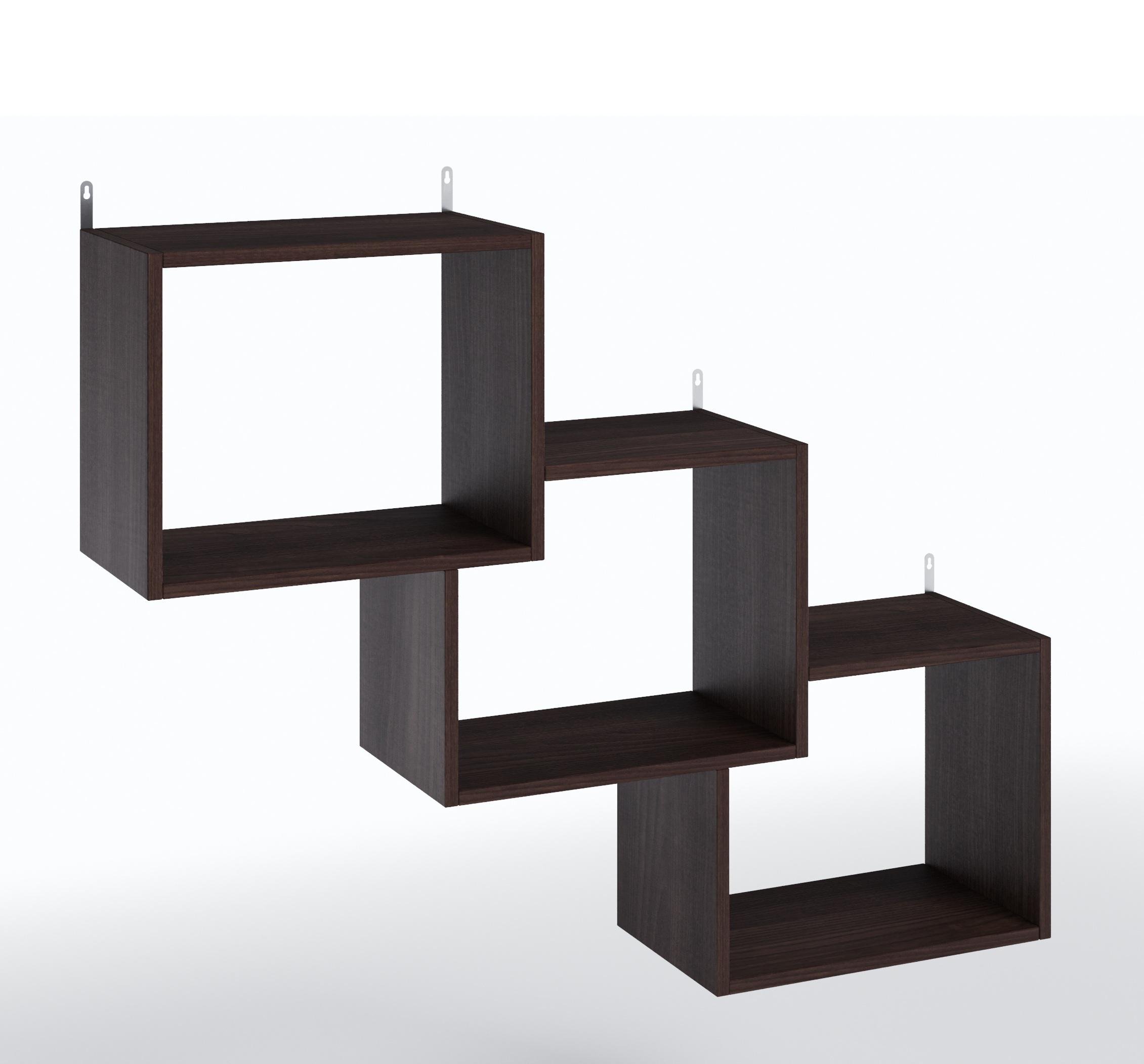 Полка настенная для книг три квадрата 1120x850x250 мм Венге темный (mt-10-vg)