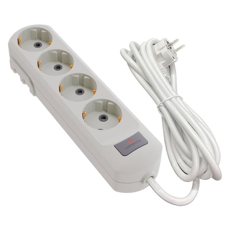 Подовжувач Neomax 5 м 4 гнізда без заземлення/з кнопкою Білий (NX502405) - фото 1 Подовжувач Neomax 5 м 4 гнізда без заземлення/з кнопкою Білий (NX502405) - фото 1