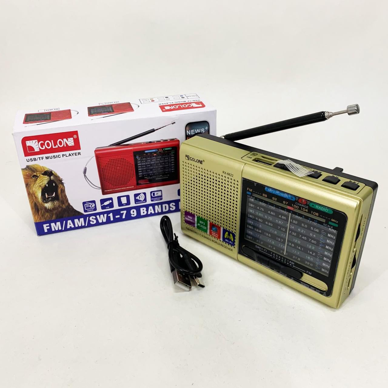 Стовпчик радіо MP3 USB Golon RX-6622 Золотий
