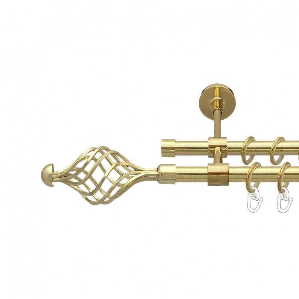 Карниз Orvit Арезо двухрядный гладкий 16/16 мм 200 см Золотой (00-00014484)