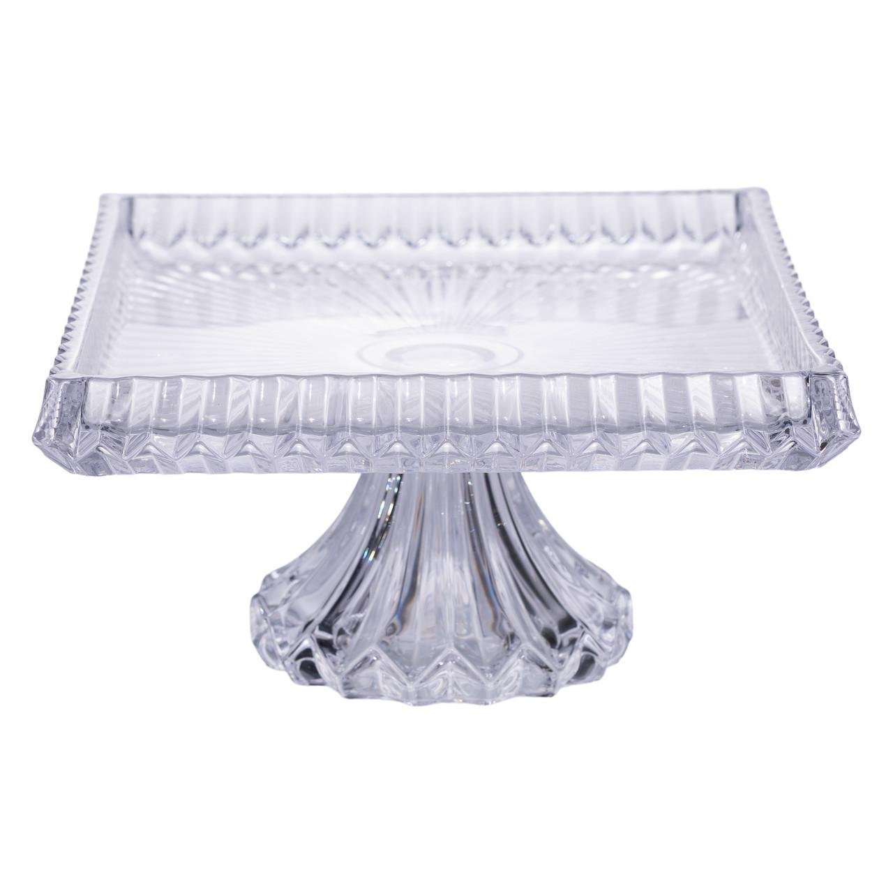 Тортовщица прямоугольная на ножке стеклянная 30х25х13 см (HP-19-147) - фото 3 Тортовщица прямоугольная на ножке стеклянная 30х25х13 см (HP-19-147) - фото 3