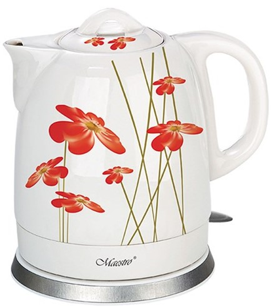 Електрочайник дисковий Maestro MR-066 Red Flowers керамічний 1200 Вт 1,5 л (ML-05331) Електрочайник дисковий Maestro MR-066 Red Flowers керамічний 1200 Вт 1,5 л (ML-05331)