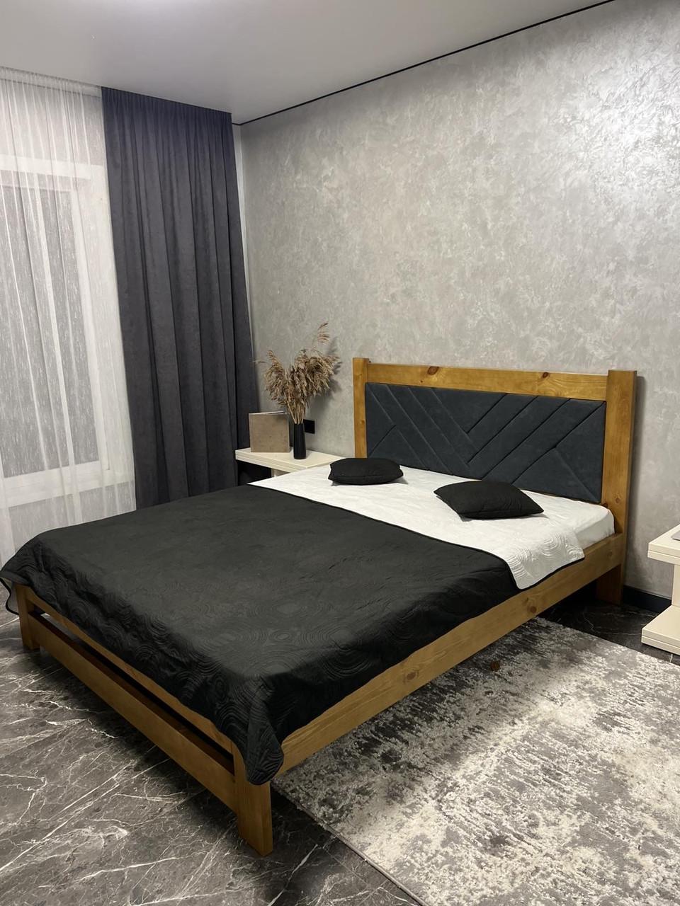 Кровать деревянная с мягким изголовьем 140x190 см Орех (2940900064) Кровать деревянная с мягким изголовьем 140x190 см Орех (2940900064)