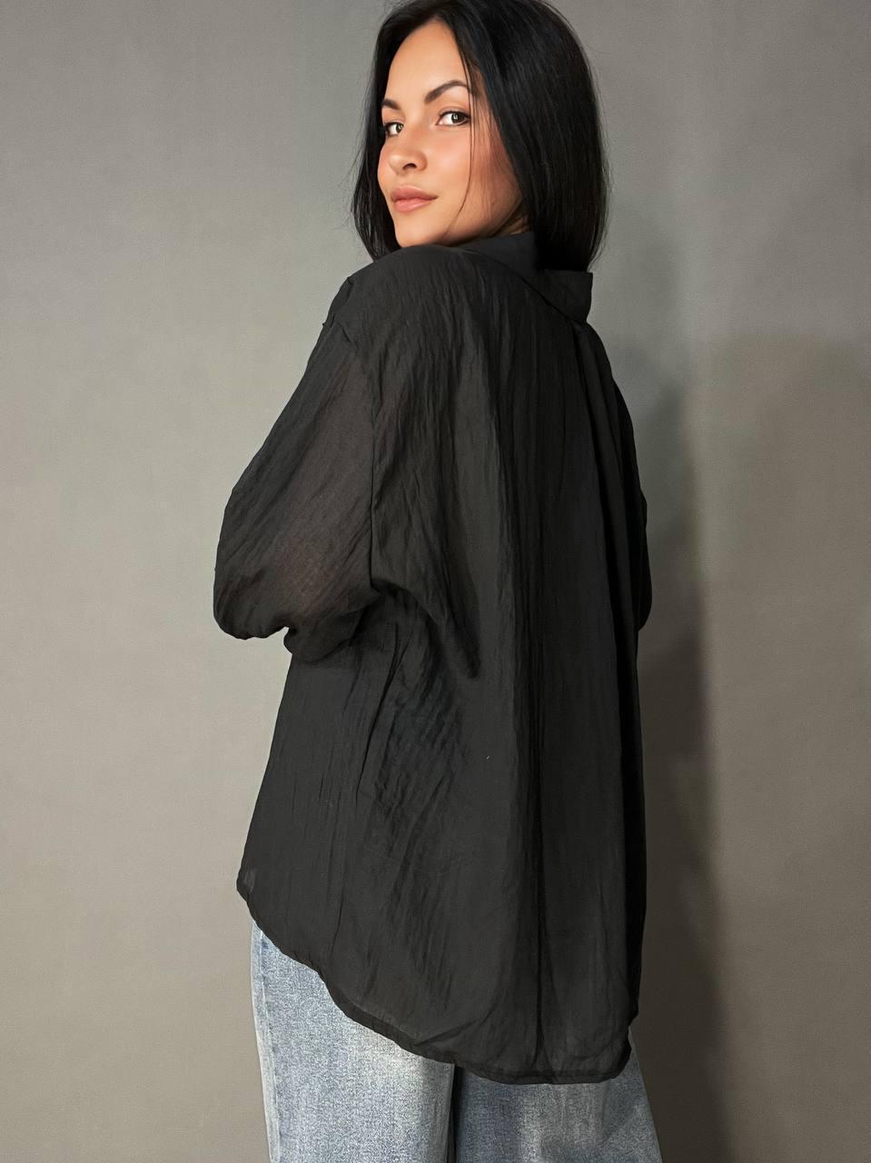 Рубашка женская Xingyue 388 с карманом жатка OS Черный (26730538) - фото 2 Рубашка женская Xingyue 388 с карманом жатка OS Черный (26730538) - фото 2