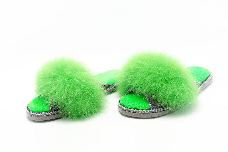 Домашні тапки АЛВАНІ з натуральним хутром р. 37 Яскраво-зелений - фото 2 Домашні тапки АЛВАНІ з натуральним хутром р. 37 Яскраво-зелений - фото 2