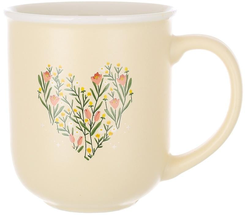 Чашка фарфоровая Heart 400 мл Кремовая