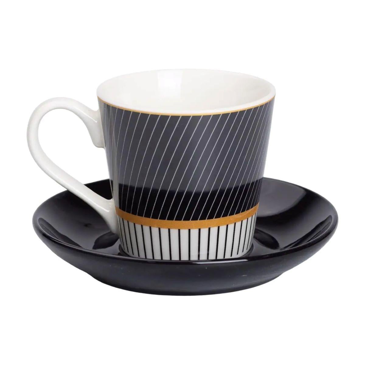 Чашка фарфоровая с блюдцем 200 мл Черный (RX-N24708BW)