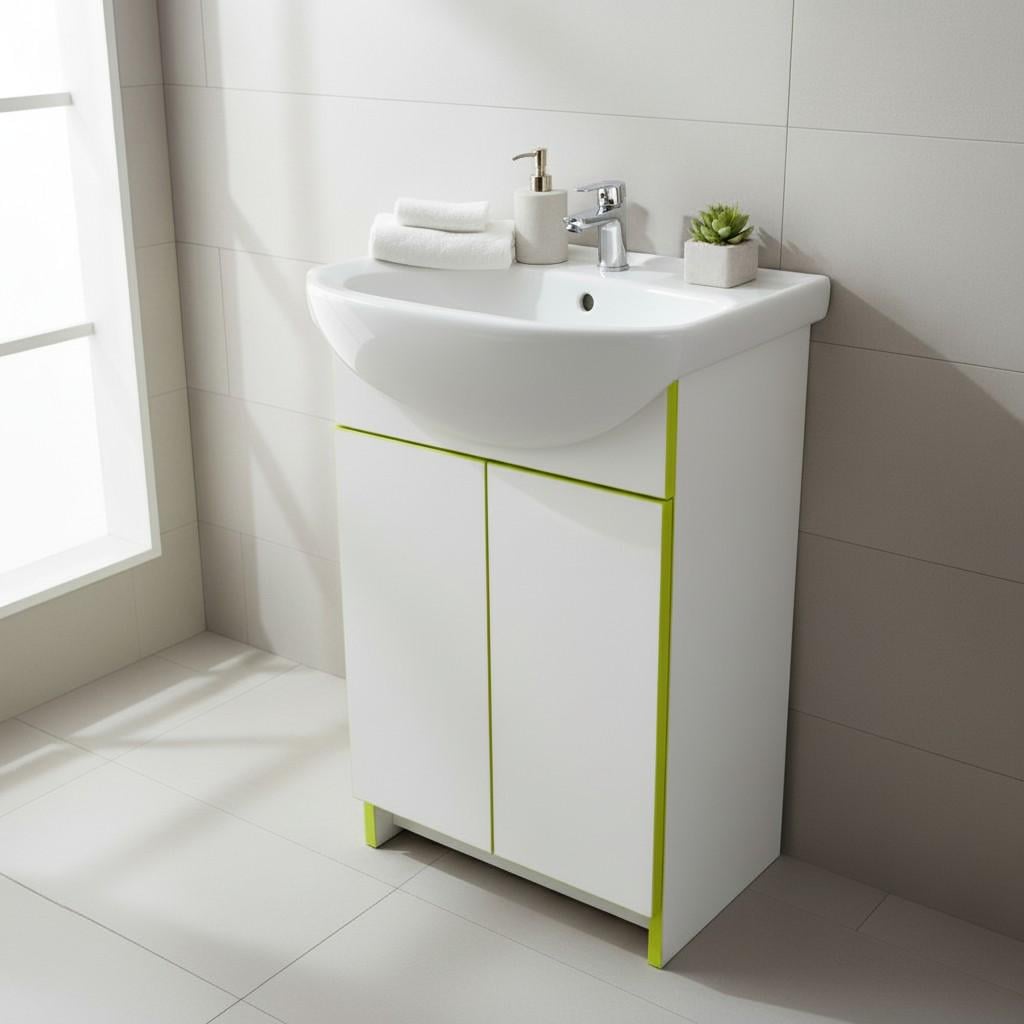 Тумба пластиковая Mikola-M 2.0 lime с умивальником 70 см