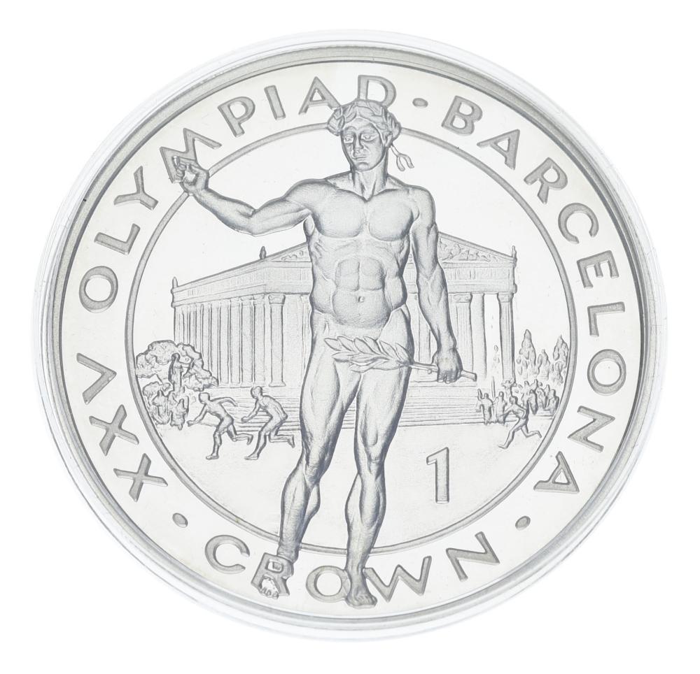 Коллекционная монета Гибралтар 1 крона 1991 года Серебро Proof XXV Летние Олимпийские игры в Барселоне 1992-Победитель Олимпиады (М23290)